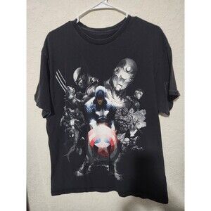 Vintage Captain America Shirt Mens XL Black Marvel‎ Avengers Mad Engine Y2K